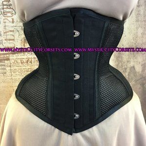 Mystic City Corset Mcc-5 Black Satin Sport Mesh 3… - image 1